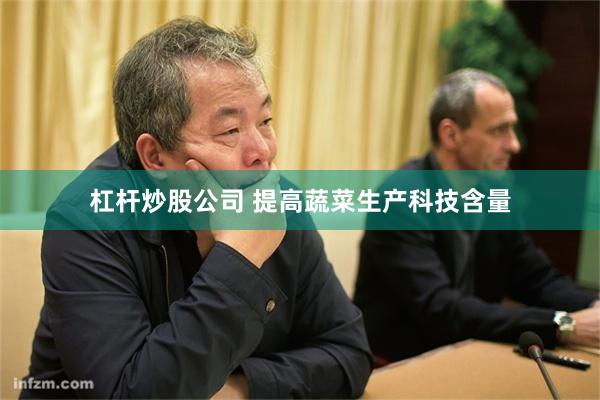 杠杆炒股公司 提高蔬菜生产科技含量