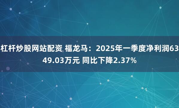 杠杆炒股网站配资 福龙马：2025年一季度净利润6349.03万元 同比下降2.37%