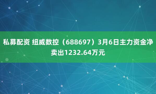 私募配资 纽威数控（688697）3月6日主力资金净卖出1232.64万元