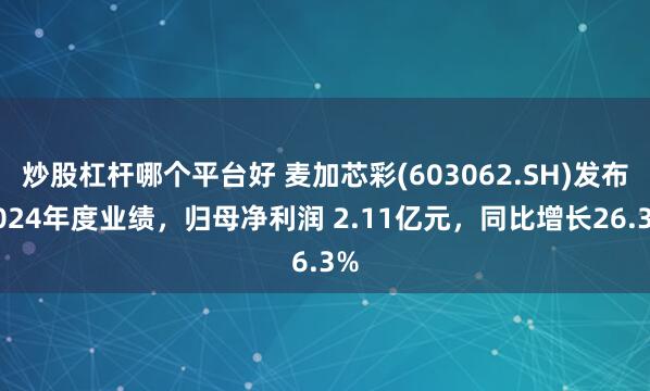 炒股杠杆哪个平台好 麦加芯彩(603062.SH)发布2024年度业绩，归母净利润 2.11亿元，同比增长26.3%