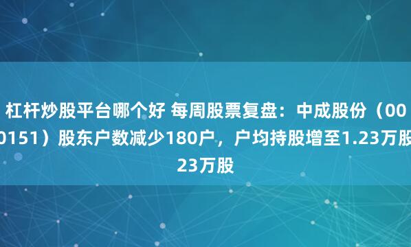 杠杆炒股平台哪个好 每周股票复盘：中成股份（000151）股东户数减少180户，户均持股增至1.23万股